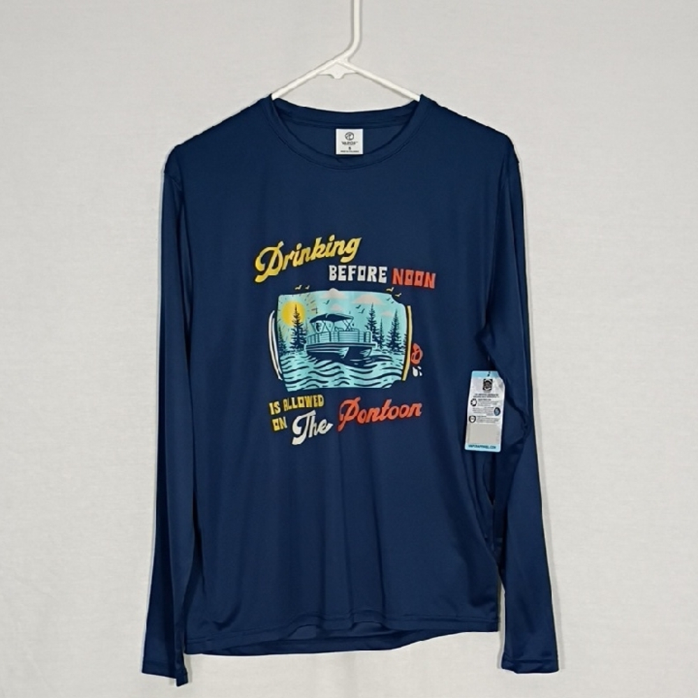 NWT Vapor Apparel Long Sleeve Swim shirt Drinking Before Noon Pontoon Mens SZ Sm